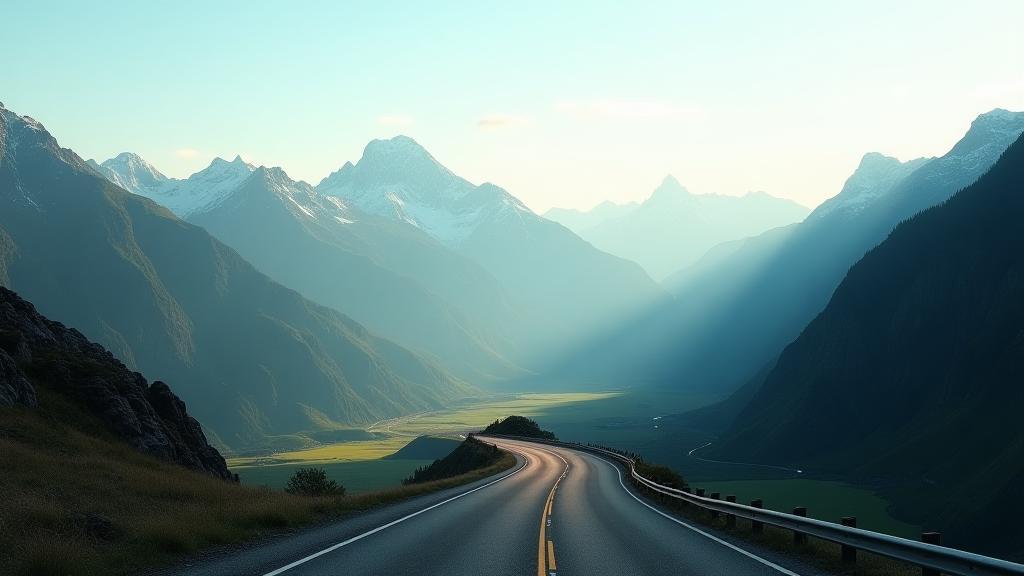 Alpenpanorama mit Autobahn im Hintergrund